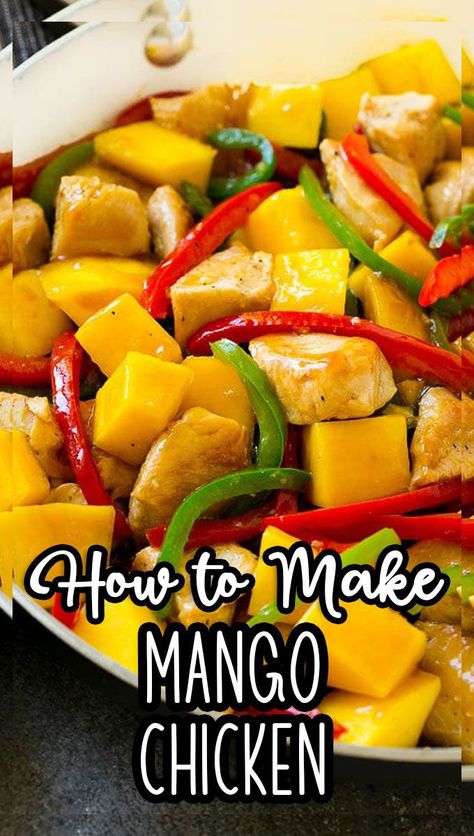 This mango chicken is a combination of seared chicken breast, bell peppers and fresh mango, all tossed in a sweet and savory sauce. Mango Sauce For Chicken, Easy Fun Recipes For Kids, Chicken Tender Recipes Easy, Mango Chicken Recipes, Pocket Recipes, Chicken And Peppers, Stuffed Bell Peppers Chicken, Recipes For Kids To Make, Chicken Rotisserie