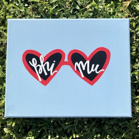 Phi Mu Canvas Ideas, Canvas Sorority Ideas, Phi Mu Paintings Canvases, Pi Phi Canvas Paintings, Sorority Canvas Paintings Simple, Phi Mu Canvas Painting, Canvas Painting Ideas Sorority, Cute Sorority Canvas, Phi Mu Paintings