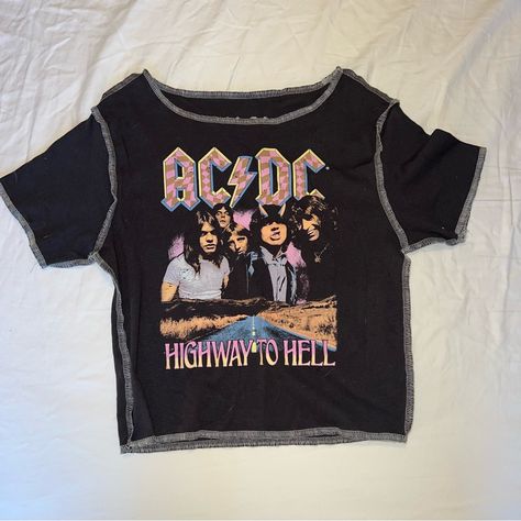 Acdc Crop Top, Dark Grey Crop Top, Grey Crop Top, Stitching Details, Ac Dc, Fancy Dresses, Dark Grey, Crop Top, Stitching