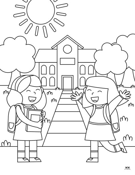 Choose from 25 unique back to school coloring pages perfect for your little ones during the back to school season. Print from home. 100% FREE! My School Drawing For Kids, Peacock Drawing With Colour, Kids Colouring Printables, Thanksgiving Coloring Book, Farm Coloring Pages, School Coloring Pages, About School, Pattern Coloring Pages, Dog Coloring Page