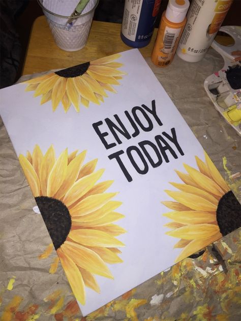 VSCO - brearenburg Sunflower Drawing, Cute Canvas Paintings, Easy Canvas Painting, Canvas Painting Diy, Sunflower Painting, Art Painting Acrylic, Painting Art Projects, Diy Canvas Art, Diy Canvas