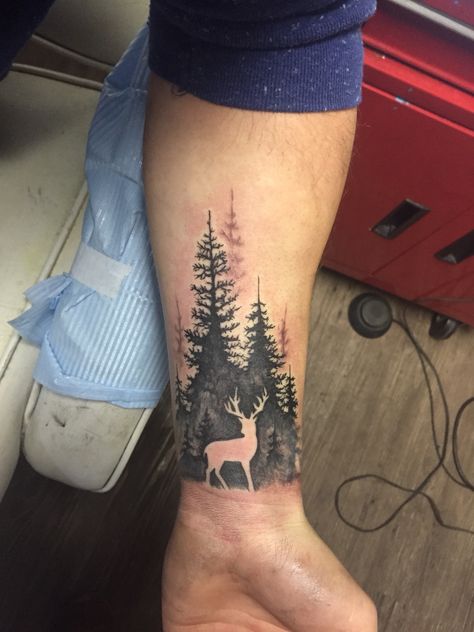 Deer Forearm Tattoo, Forest Tattoo Men, Wise Owl Tattoo, Forest Theme Tattoo, Outdoor Tattoos For Men, Hunting Tattoos For Guys, Bow Hunting Tattoos, Turkey Tattoos, Buck Tattoo