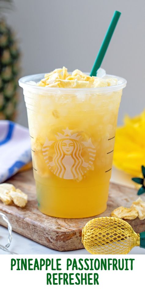 Pineapple Passionfruit Refresher, Mango Dragonfruit Lemonade Refresher, Starbucks Ingredients, Passionfruit Lemonade, Mango Dragonfruit Lemonade, Refresher At Home, Dragonfruit Lemonade, Starbucks Copycat Recipes Drinks, Refresher Starbucks