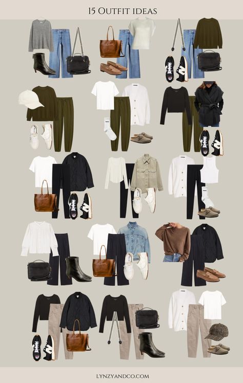 2023 Fall Capsule Wardrobe for Moms - Lynzy & Co. Capsule Wardrobe For Moms, Capsule Wardrobe Women, Looks Jeans, Capsule Wardrobe Outfits, Comfortable Loungewear, Fashion Capsule Wardrobe, Skandinavian Fashion, Fashion Vocabulary, Winter Capsule Wardrobe