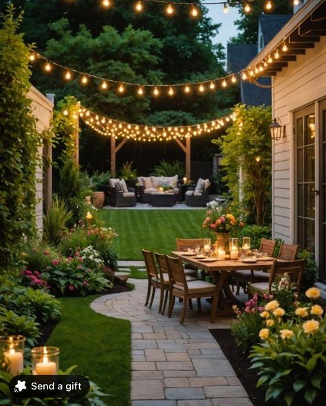 Patio Porch Ideas Backyards, Napa Inspired Backyard, Backyard Patio Renovations, Outdoor Landscaping Ideas Side Of House, Exterior Yard Design, Small Grass Backyard Ideas, Courtyard Style Backyard, Dream Outdoor Space, Garden Spaces Inspiration