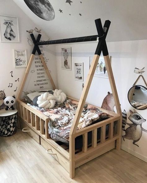 40 THE MOST BEAUTIFUL AND COOL KIDS ROOM DECORATION IDEAS - Page 43 of 44 - My Blog Scandi Room, Diy Toddler Bed, Boys Bedroom Themes, Tent Bed, Teepee Bed, Boy Toddler Bedroom, Cool Kids Rooms, Baby Boy Bedroom, Toddler Boys Room