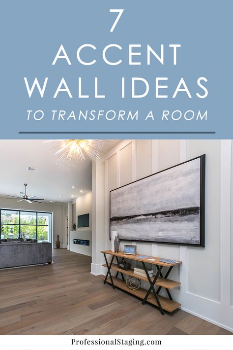 Looking for a way to quickly transform any room in your home with some "wow" factor? Try an accent wall! Here are 7 ideas that always look great. Accent Wall With Transom Window, Adding Wood Accents To Walls, Lake House Accent Wall, Large Accent Wall Ideas, Coastal Accent Walls, Accent Wall Colors Combinations, Accent Wall For Repose Gray, Accent Wall Dining Room Paint Ideas, Trending Accent Walls 2022