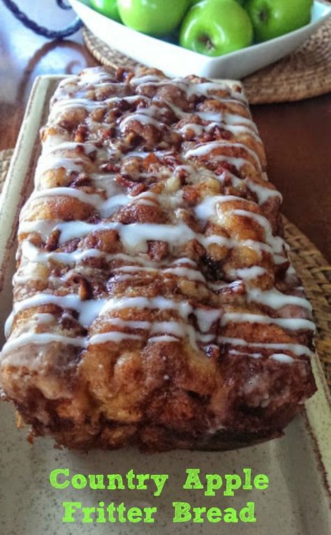 Awesome Country Apple Fritter Bread!  The Baking ChocolaTess Country Apple Fritter Bread, Cabin Recipes, Apple Cakes, Apple Fritter Bread, Sewing Caddy, Pane Dolce, Apple Fritter, Sale Ideas, Apple Bread