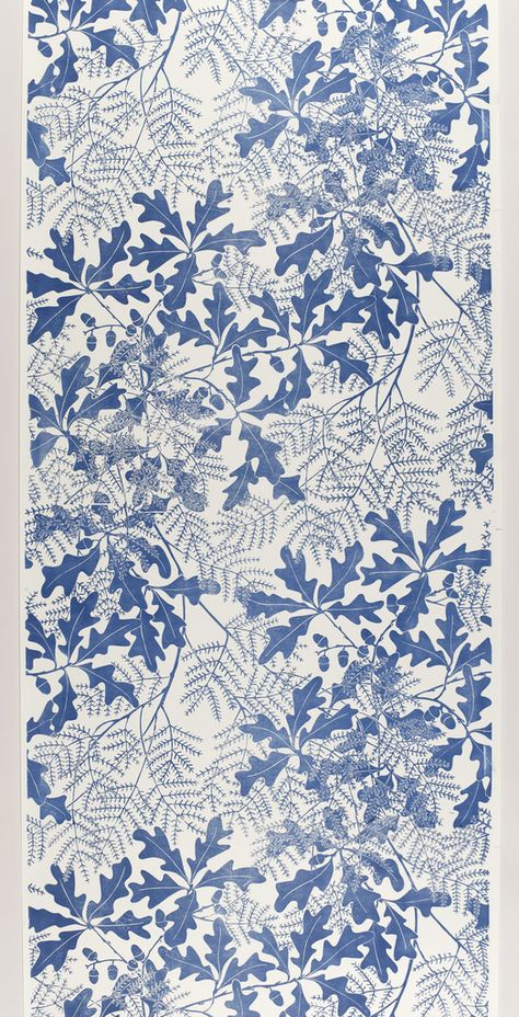 Marthe Armitage, Oak Leaves And Acorns, Block Print Wallpaper, Foliage Print, Textile Pattern Design, Oak Leaves, Pop Design, Design Museum, Vintage Wallpaper