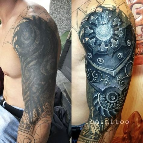 Blackout Cover up Tattoo Ideas Extreme Cover Up Tattoos, Men’s Cover Up Tattoos, Cover Up Tattoos For Men Shoulder, Best Cover Up Tattoos For Men, Tattoo Cover Up Ideas For Men, Blackout Cover Up Tattoo, Coverup Tattoo Design For Man, Cover Up Tattoos For Men Arm, Big Cover Up Tattoos