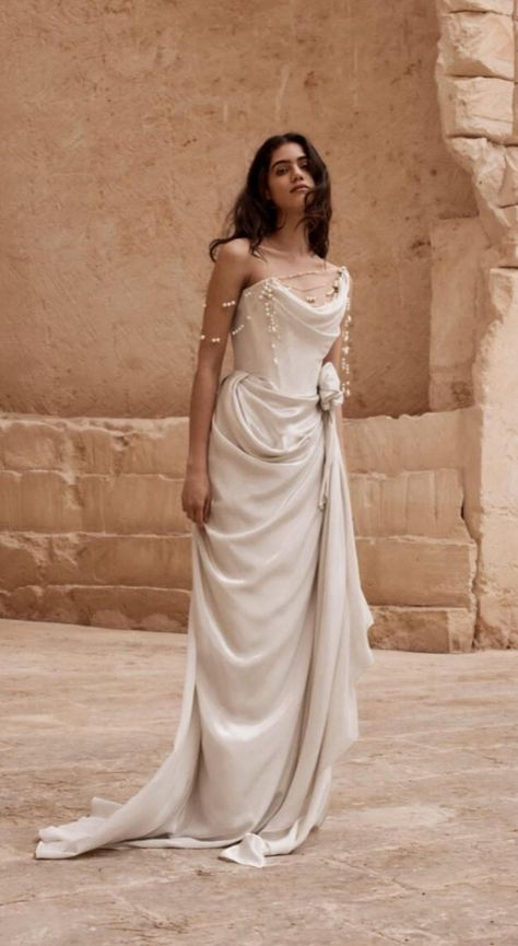 Greek Goddess Wedding Dress, Vivienne Westwood Bridal, Vivienne Westwood Wedding Dress, Vivienne Westwood Wedding, Straight Wedding Dresses, Moonlight Bridal, Bridal Dresses Vintage, Fairy Tale Wedding Dress, Dream Wedding Ideas Dresses