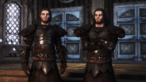 Skyrim: Vilkas and Farkas Skyrim Vilkas, Wolf Armor, Tes Skyrim, Elder Scrolls Skyrim, Fantasy Heroes, Elder Scrolls V Skyrim, Red Vs Blue, Warm Bed, Dnd Art