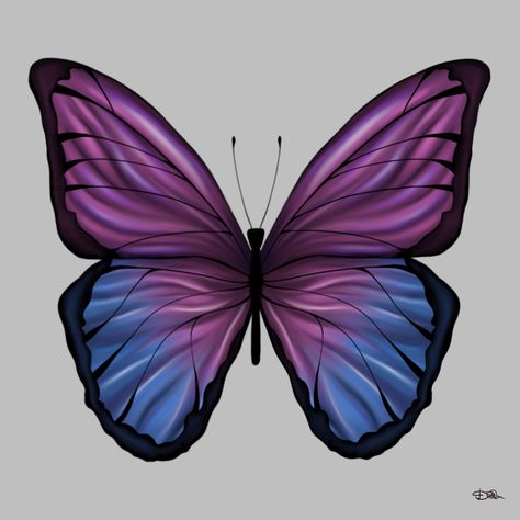 Butterfly Perpul, Butterfly Digital Drawing, Butterfly Drawing Purple, Big Butterfly Drawing, Butterfly Drawing With Color, Purple Butterfly Drawing, Butterfly Procreate, Butterfly Drawing Aesthetic, Pop Culture Stickers