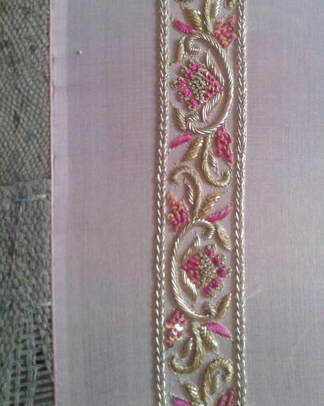 Zardosi Border Design, Zardozi Border Designs, Zardozi Embroidery Designs Border, Hand Work Zardosi Border, Dupatta Embroidery, B T S, Zardosi Embroidery, Couture Ideas, Zardosi Work