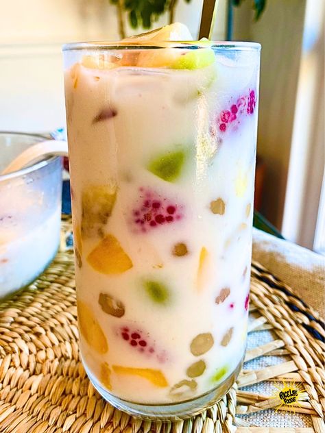 mixed-fruit-sago-recipe Sago Recipes Desserts, Sago Dessert Recipes, Sago Recipes, Vegan Condensed Milk, Falooda Recipe, Fruit Board, Banana Pudding Cheesecake, Coconut Milk Recipes, Thai Dessert