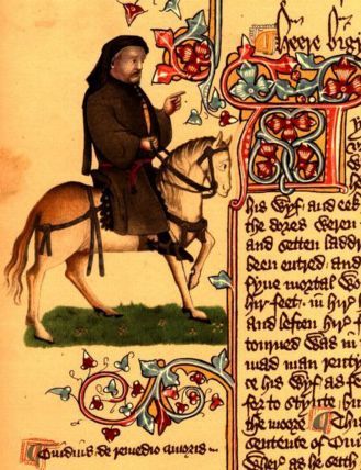 Chaucer as a pilgrim from the Ellesmere manuscript English History Timeline, Chaucer Canterbury Tales, The Canterbury Tales, Medieval Literature, Geoffrey Chaucer, Expensive Books, Canterbury Tales, British Literature, Homeschool Freebies