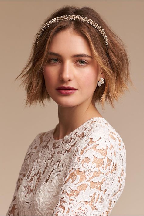 BHLDN Collins Headband Headbands For Short Hair, Short Hair Bride, Short Hair Bun, Cool Short Hairstyles, Choppy Hair, Short Braids, 4c Hair, Short Wedding Hair, Penteado Cabelo Curto