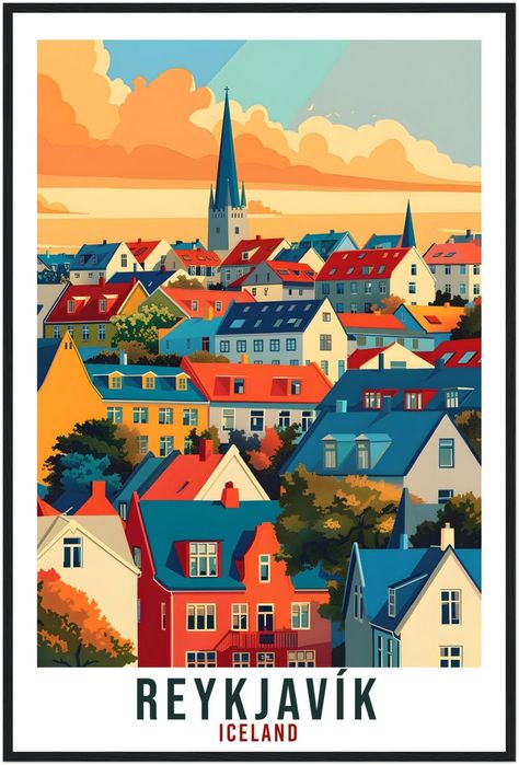 Reykjavík Iceland Travel Print Wall Art Wall Hanging Home Décor Reykjavík Gift Travel Art Iceland Artwork City Landscape Travel Poster - Etsy UK Reykjavik Iceland, Iceland Art, Iceland Illustration, Iceland Reykjavik Photography, Paintings Of Iceland, Iceland Vintage Poster, Downtown Reykjavik Iceland, Iceland Reykjavik, City Landscape