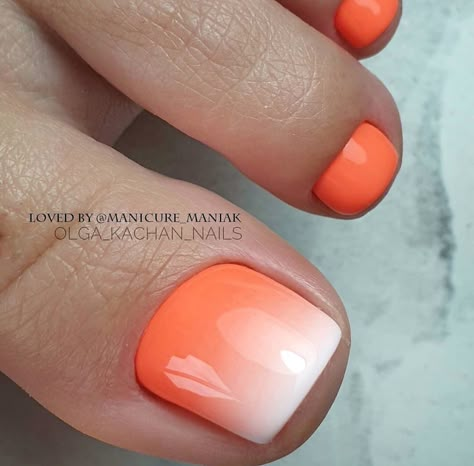 Orange Toenail Designs, Pink And Orange Pedicure, Orange Pedicure Toenails, Orange Toes Nails, Coral Toe Nail Designs, Orange Toe Nail Designs, Orange Pedicure Ideas, Coral Toe Nails, Orange Pedicure