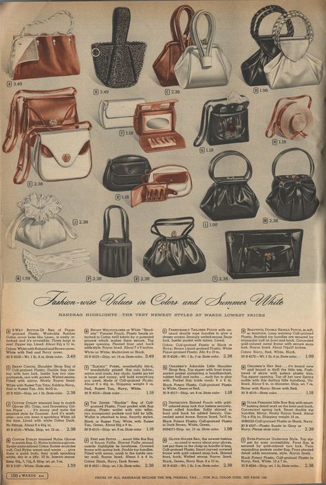 50s Handbags, Vintage Evening Bags, Leather Working Patterns, Vintage Icons, History Fashion, Art Bag, Wallet Fashion, Vintage Purses, 1940s Fashion