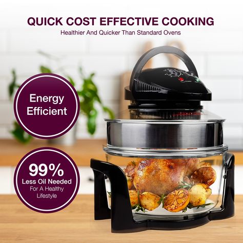 Why use a halogen Oven? Energy Efficiency: They use infrared technology to cook food faster and more efficiently, saving up to 60% energy. Versatility: From baking to grilling, they can handle various cooking tasks. Compact Size: Ideal for small kitchens, they're portable and space-saving. Easy to Clean: Removable parts are often dishwasher safe for effortless maintenance. Healthier Cooking: Requires less oil, promoting healthier eating, and retains more nutrients. Safety Features: Equip... Which Oil Is Best For Cooking, Healthiest Cooking Oil, Breville Mini Smart Oven, Electric Frying Pan, Ninja Foodi 10-in-1 Xl Pro Air Fry Oven, Energy Efficiency, Healthy Cooking, Small Kitchen, No Cook Meals