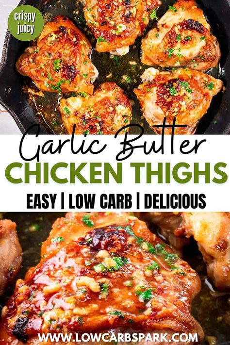 Chicken Thigh Garlic Butter, Chicken Thigh Recipes Garlic Butter, Crispy Garlic Butter Chicken, Cajun Butter Chicken Thighs, Chicken Thigh Recipes Pan Fried, Sauteed Chicken Thigh Recipes, Pan Fried Chicken Thighs Boneless, Fried Boneless Skinless Chicken Thigh Recipes, Summer Chicken Thigh Recipes