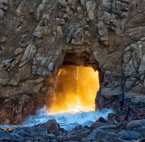 Keyhole Arch, Pfeiffer State Beach, Big Sur, California, USA Big Sir, The Rock Face, Pfeiffer Beach, Big Sur California, Box Camera, Rock Face, The Arch, Big Sur, Light Show