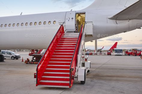 Airport runaway with airplane and stairway. Travel background. Sunset by ABBPhoto. Airport runaway with airplane and stairway. Travel background. Sunset #AD #airplane, #stairway, #Airport, #runaway Background Sunset, Travel Background, 3d Wall Painting, Photoshop Pics, Mood Wallpaper, Dslr Background Images, White Wings, Photo Pose Style, Pregnancy Photoshoot