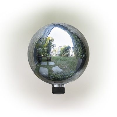 Alpine Corporation 10-in Diameter Silver Blown Glass Gazing Ball in the Gazing Balls & Stands department at Lowes.com Patio Courtyard, Gazing Globe, Solar Garden Stakes, Fiber Optic Lighting, Front Door Entryway, Door Entryway, Gazing Ball, Garden Accents, Gorgeous Glass