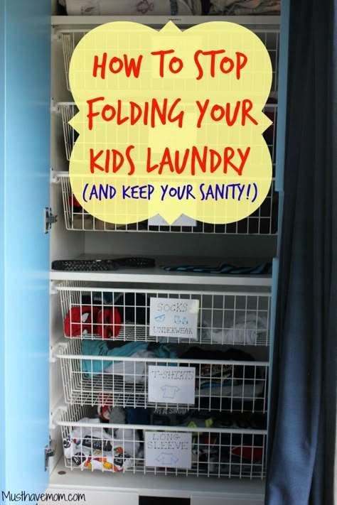 How To Stop Folding Laundry (And Keep Your Sanity!) - This mom shares her system and despite being very Type A it works! Musthavemom.com #EverydaySharpie #PMedia #ad Clothes In Drawers, Kids Clothes Storage, Organize Clothes, Kids Clothes Organization, Kid Laundry, Laundry Detergent Recipe, Laundry System, Detergent Recipe, Homemade Laundry Detergent