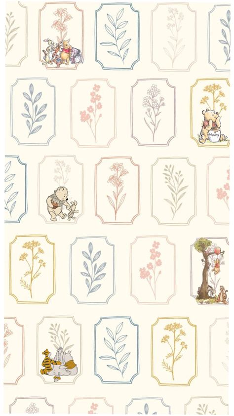 Winnie The Pooh Calendar, Winnie The Pooh Colour Palette, Winnie The Pooh Color Palettes, Winnie The Pooh Prints, Planner Business, Baby Room Inspiration, Vintage Winnie The Pooh, Simple Wallpapers, Baby Shower Gender Reveal