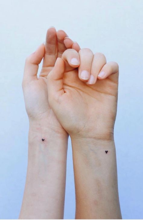 Tattoo Idea For Twins, Minimalist Twin Tattoo, Simple Twin Tattoos, Minimalistic Sibling Tattoos, Sister Sign Tattoo, Small Tattoos For Twins, Tattoo Twins Sister, Fraternal Twin Tattoos, Matching Twin Sister Tattoos