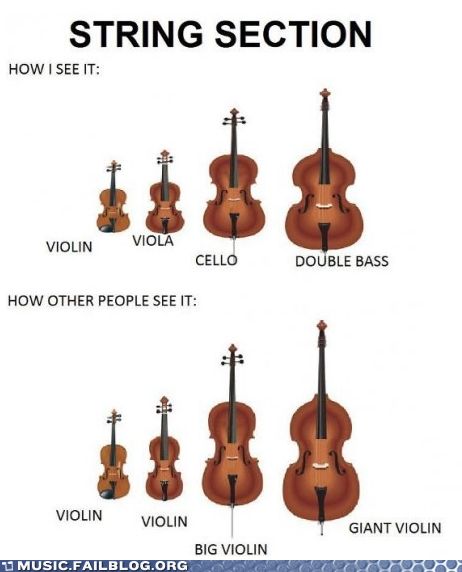 Music FAILS - What Is This, a Violin for GIANTS?  As seen on music.failblog.org. Orchestra Problems, Orchestra Humor, Musician Humor, Orchestra Music, Band Jokes, Music Jokes, Music Nerd, Band Nerd, Band Geek