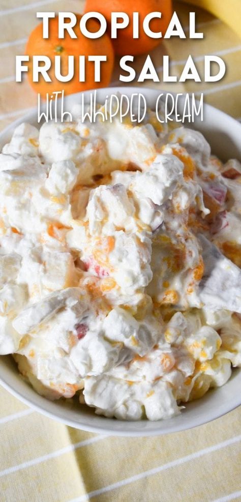 Whipped Cream Fruit Salad, Cream Cheese Fruit Salad, Fruit Salad With Cool Whip, Fruit Salad With Whipped Cream, Hawaiian Fruit Salad, Fruit Salad With Cream, Fruit Cocktail Salad, Tropical Fruit Salad Recipe, Fruit Salad With Pudding