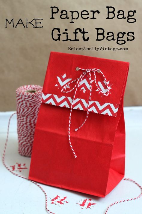 How to make gift or treat bags from paper lunch bags - love the star punches!  eclecticallyvintage.com How To Make A Gift Bag, Brown Paper Lunch Bags, Paper Lunch Bags, Paper Lunch, Gift Paper, Brown Paper Bag, Bag Diy, Gift Diy, Paper Gift Bags