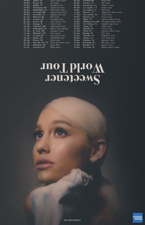 USA&Canada Dates. Ariana says AG5 will join the sweetener album on tour!!! Europe soon to come! #arianagrande #sweetenertour Ariana Grande Concert Tickets, Funny Twitter Headers, Ariana Grande Sweetener Tour, Ariana Grande Tour, Ariana Grande Poster, No Tears Left To Cry, Ariana Grande Concert, Ariana Grande Dangerous, Wells Fargo Center