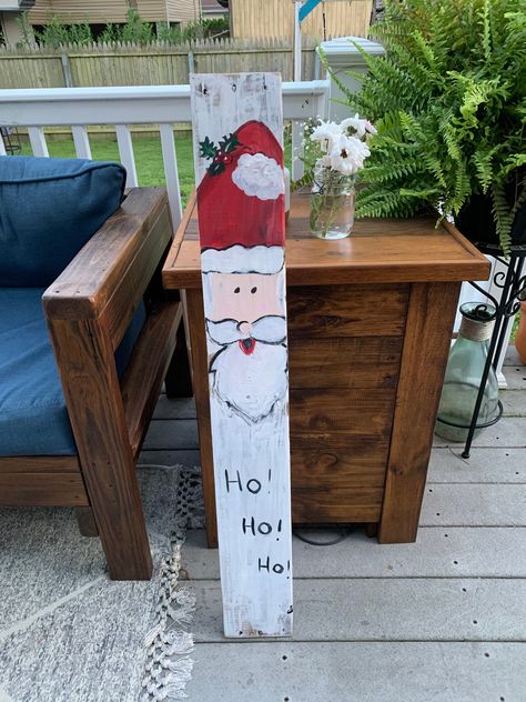 Door Leaners, Door Leaner, Christmas Door Sign, Wood Paintings, Painted Santa, Pallet Christmas Tree, Toms River Nj, Barn Wood Crafts, Pallet Christmas