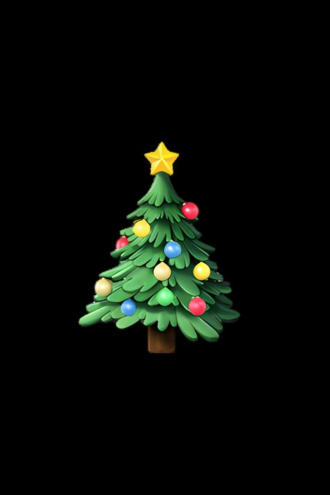 The emoji 🎄 depicts a green Christmas tree with a brown trunk. The tree has several layers of branches that are decorated with colorful ornaments, such as red, blue, and gold balls, and a yellow star on top. The tree also has a few white snowflakes on its branches, indicating that it is a winter holiday tree. Overall, the emoji represents the festive and joyful spirit of Christmas. Emoji Christmas Aesthetic, Christmas Tree Icons, Ios Emoji Christmas, New Christmas Emojis, Emoji Stickers Iphone Christmas, Cute Icons Christmas, Christmas Tree White Background, Cute Emoji Christmas, Cute Ios Emoji Christmas