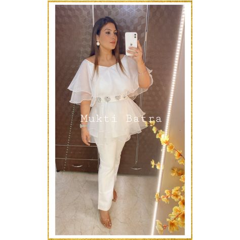 Shop this look ! Organza ruffle top with studded belt . Any size can be customized. Organza Co Ord Set, Organza Ruffle Top, Party Wear Dresses Western, Short Frocks, Embroidery Belt, Dresses Western, Coord Sets, Trendy Outfits Indian, Outfits Indian