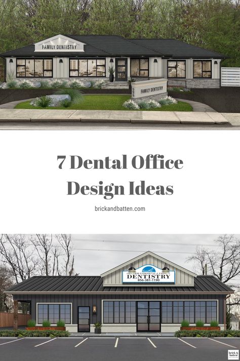 Business Exterior Design, Exterior Dental Clinic, Modern Farmhouse Dental Office, Orthodontic Office Design Interiors, Dental Office Design Exterior, Medical Office Exterior, Dental Clinic Exterior Design, Dental Office Exterior, Modern Dental Office Design