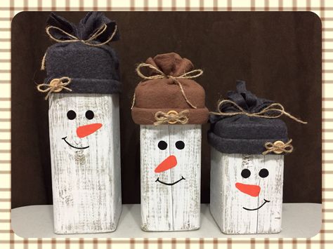 4x4 wood snowmen Wood Snowmen Diy, 6x6 Wood Projects Ideas, 2x4 Holiday Projects Diy, 2x4 Scrap Wood Projects Diy Christmas, 4x4 Wood Snowmen, 4x4 Wood Projects, 4x4 Snowmen Wooden Blocks, Small Wooden Snowmen, Diy Wood Snowman