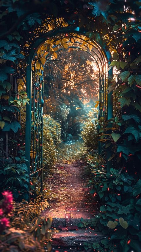 Enchanted Garden Gateway: A serene and captivating garden pathway, enveloped by lush #nature, leading to a world of wonder. #garden #archway #greenery #sunlight #path #aiart #aiphoto #stockcake ⬇️ Download and 📝 Prompt 👉 https://stockcake.com/i/enchanted-garden-gateway_638636_562212 Enchanted Garden Aesthetic, Haunted Garden, Celestial Garden, Greek Garden, Road Opener, Mystic Garden, Garden Archway, Magic Coffee, Themed Garden