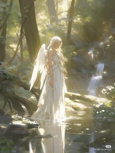 An Angel, Genshin Impact, Forest, Angel, Water