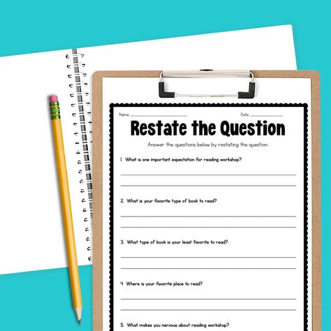 Restate the Question - Ashleigh's Education Journey Asking And Answering Questions 3rd Grade, Question Of The Day Middle School, Restating The Question Practice, Question Of The Day Elementary School, Ask And Answer Questions First Grade, Teacher Reflection Questions, Text Dependent Questions, Text Evidence, Teacher Boards