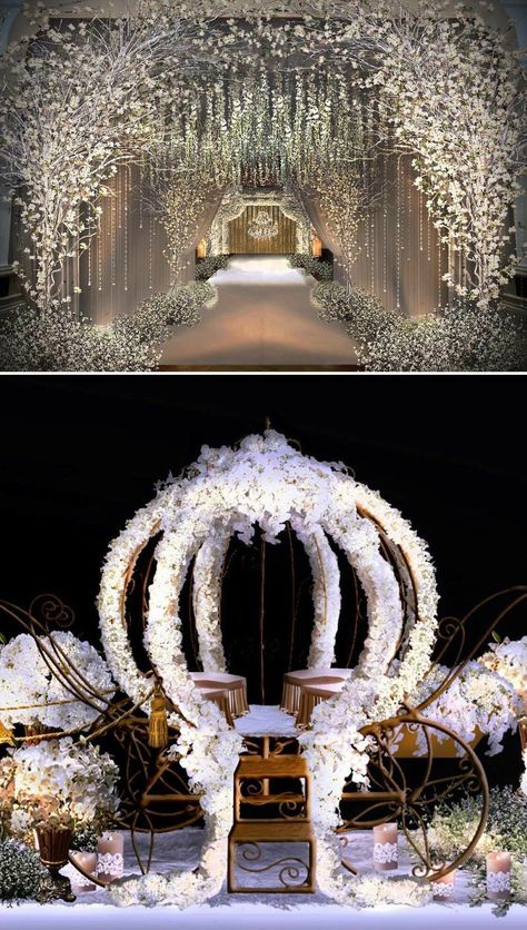 Rustic Wedding Decorations, Luxury Brides, Winter Wonderland Wedding, Fantasy Wedding, Wonderland Wedding, Wedding Stage, Winter Wedding Dress, Wedding Cake Designs, Disney Wedding