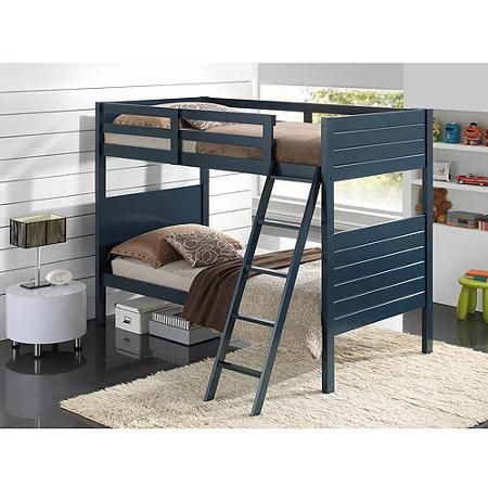 Broyhill Kids Palm Bay Twin over Twin Bunk Bed, Blue - Walmart.com Adult Bunk Beds, Queen Bunk Beds, Twin Over Twin Bunk Bed, Twin Over Full Bunk Bed, Wooden Bunk Beds, Bunk Beds With Stairs, Twin Bunk Bed, Bunk Beds With Storage, Space Bedding