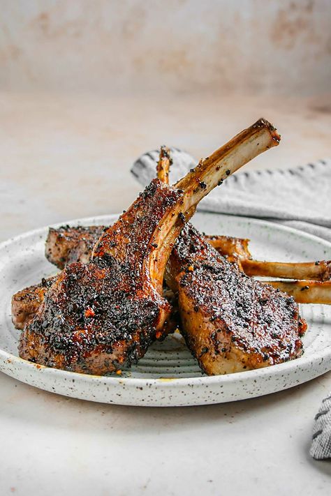 Coffee-Rubbed Grilled Lamb Chops - Easy Grilled Lamb Chop Recipe Lamp Chops Recipe, Bbq Lamb Chops, Grilled Lamb Chop Recipes, Lamp Chops, Bbq Lamb, Coffee Rub, Grilled Shrimp Skewers, Mutton Chops, Grilled Lamb Chops