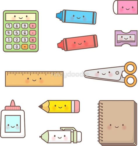 Kawaii Back to School Supplies Doodle Pattern Kawaii Back To School, Kawaii School Supplies, Hapkido, Diy School Supplies, Bullet Journal Writing, School Stickers, Cute Kawaii Drawings, Kawaii Doodles, Bullet Journal Doodles