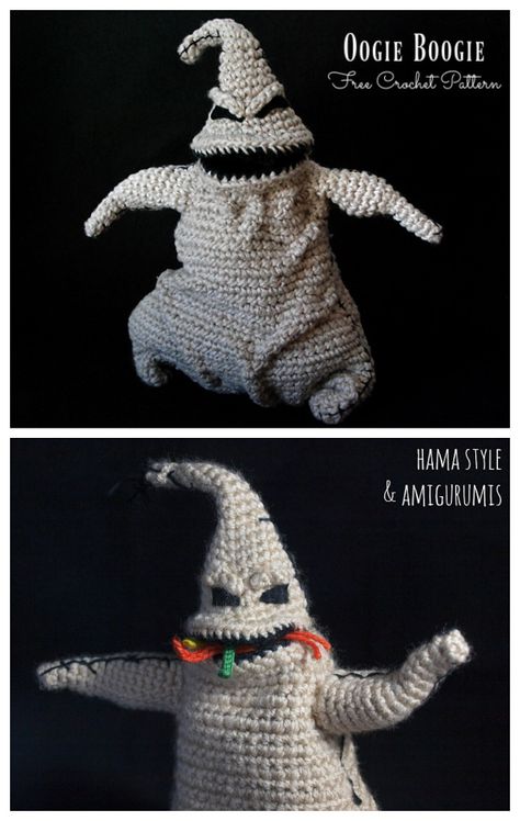 Oogie Boogie Doll Crochet Free Pattern - Crochet & Knitting Halloween Plush Crochet Patterns, Jack Skeleton Crochet Pattern Free, Mr Hanky Crochet Free Pattern, Ophir Boogie Crochet Pattern, Tim Burton Crochet Pattern Free, Scary Crochet Patterns Free, Sam Trick R Treat Crochet Pattern Free, Crochet Zero Pattern Free, Free Creepy Crochet Patterns