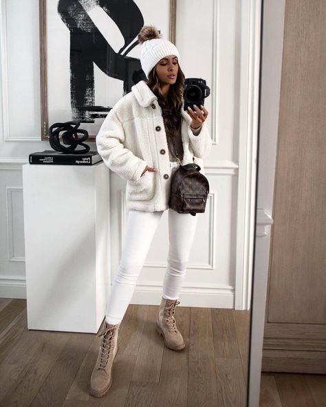 mia mia mine wearing a winter white outfit from goodnight macaroon with sam edelman beige combat boots. visit my fashion blog to see more winter white outfits, how to wear combat boots, and white jeans in the winter. #winterwhite #combatboots #winterboots #casualootd White Boots Winter Outfit, Tan Combat Boots Outfit, Beige Combat Boots Outfit, White Boots Winter, White Combat Boots Outfit, How To Style Combat Boots, Boots Winter Outfit, Beige Boots Outfit, White Leather Skirt